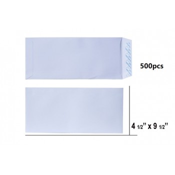 4.5-inch x 9.5-inch White Peel & Seal Envelope - 100gsm - 500pcs
