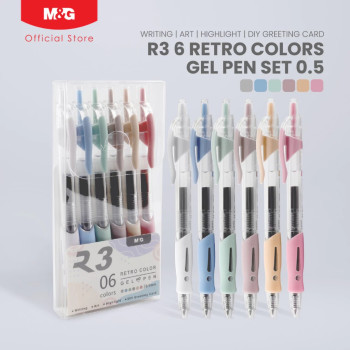 M&G AGP023R4 R3 Retro Gel Pen 0.5mm (6 Colors/pkt)