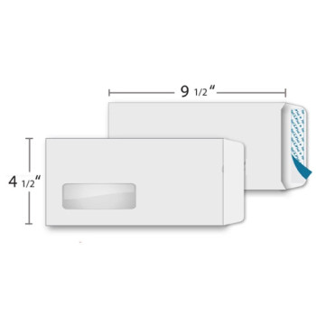 4.5in x 9.5in Peel & Seal Envelope 100gsm with Window - White (50pcs/pkt)