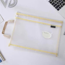 Kinhshion A4-163 A4 Double Layer Nylon Mesh Zipper Bag - Yellow