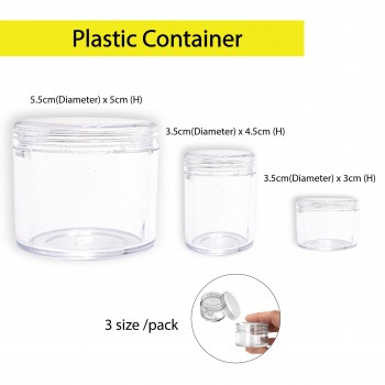 Plastic Transparent Round Container (3 size/pack)