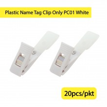 Plastic Name Tag Clip Only PC01 White (20pcs/packet)