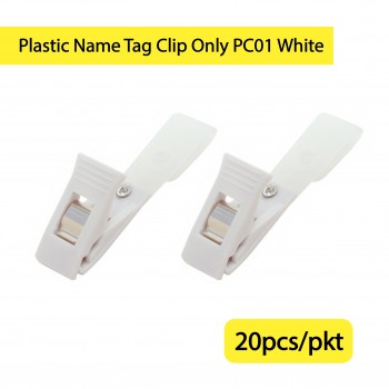 Plastic Name Tag Clip Only PC01 White (20pcs/packet)