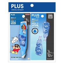 Plus WH645CSBU-R2P MR2 Correction Tape 5mm x 6m Special Edition - Shinchan Blue with Refill 2 in 1 Pack