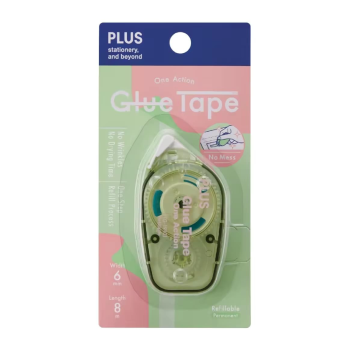 Plus TG-1910 Refillable Glue Tape One Action 6mm x 8m - Green