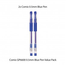 Comix GP6600 0.5mm Blue Pen Value Pack