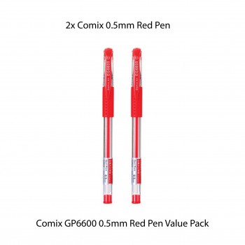 Comix GP6600 0.5mm Red Pen Value Pack