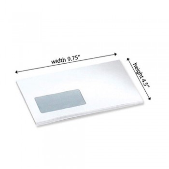 White Envelope - Window - 4.5" x 9.75" - 500 PCS Peel and Seal (Item No: C03-15) A5R1B10