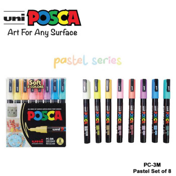 Uni PC-3M-S8C Posca Water Marker Fine 0.9-1.3mm - 8 Soft Color Set