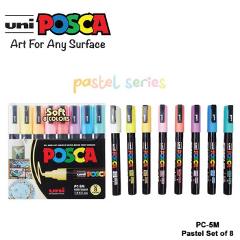 Uni PC-5M-S8C Posca Water Marker Medium 1.8-2.5mm - 8 Soft Color Set