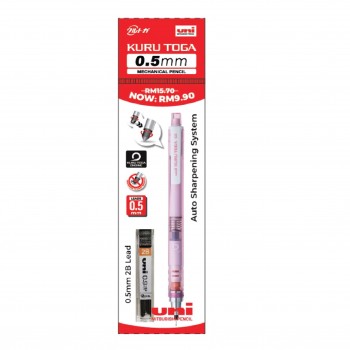 Uni Kuru Toga 0.5mm Mechanical Pencil with 2B Pencil Leads (Pink)
