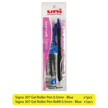 Uni-ball Signo 307 Gel Roller Pen with Refill - 0.5mm Blue