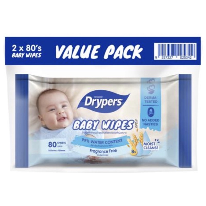 Drypers Baby Wipes 80's Value Pack (2pack)
