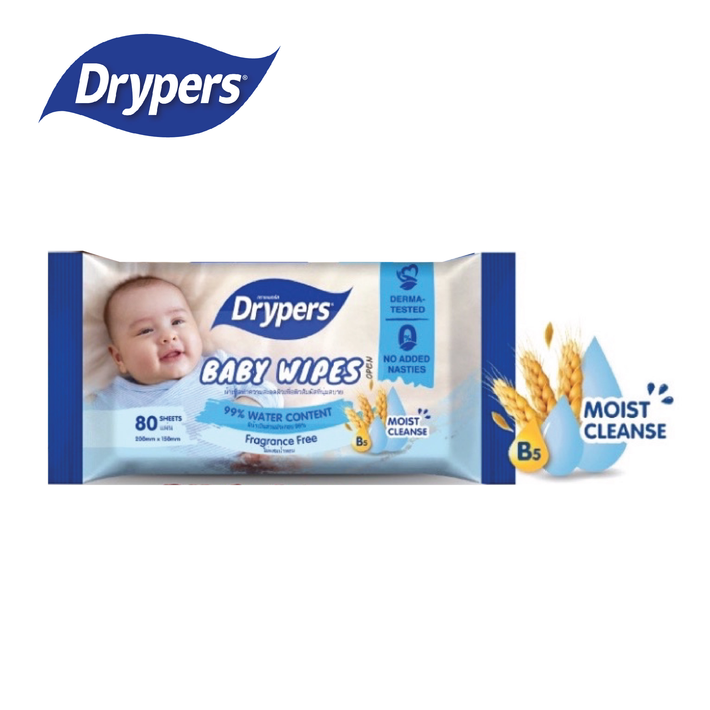 Drypers Fragrance Free Baby Wipes 80's