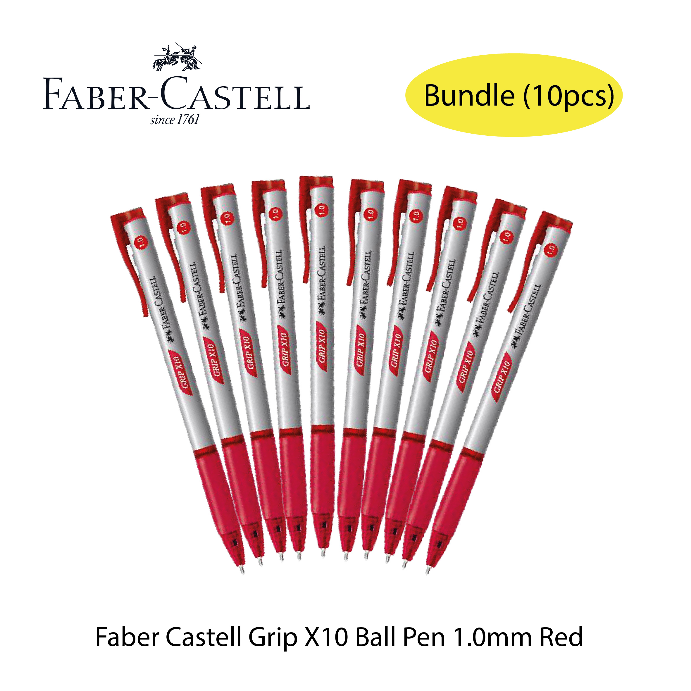 Faber Castell Grip X10 Retractable Ballpoint Pen 1.0mm Black