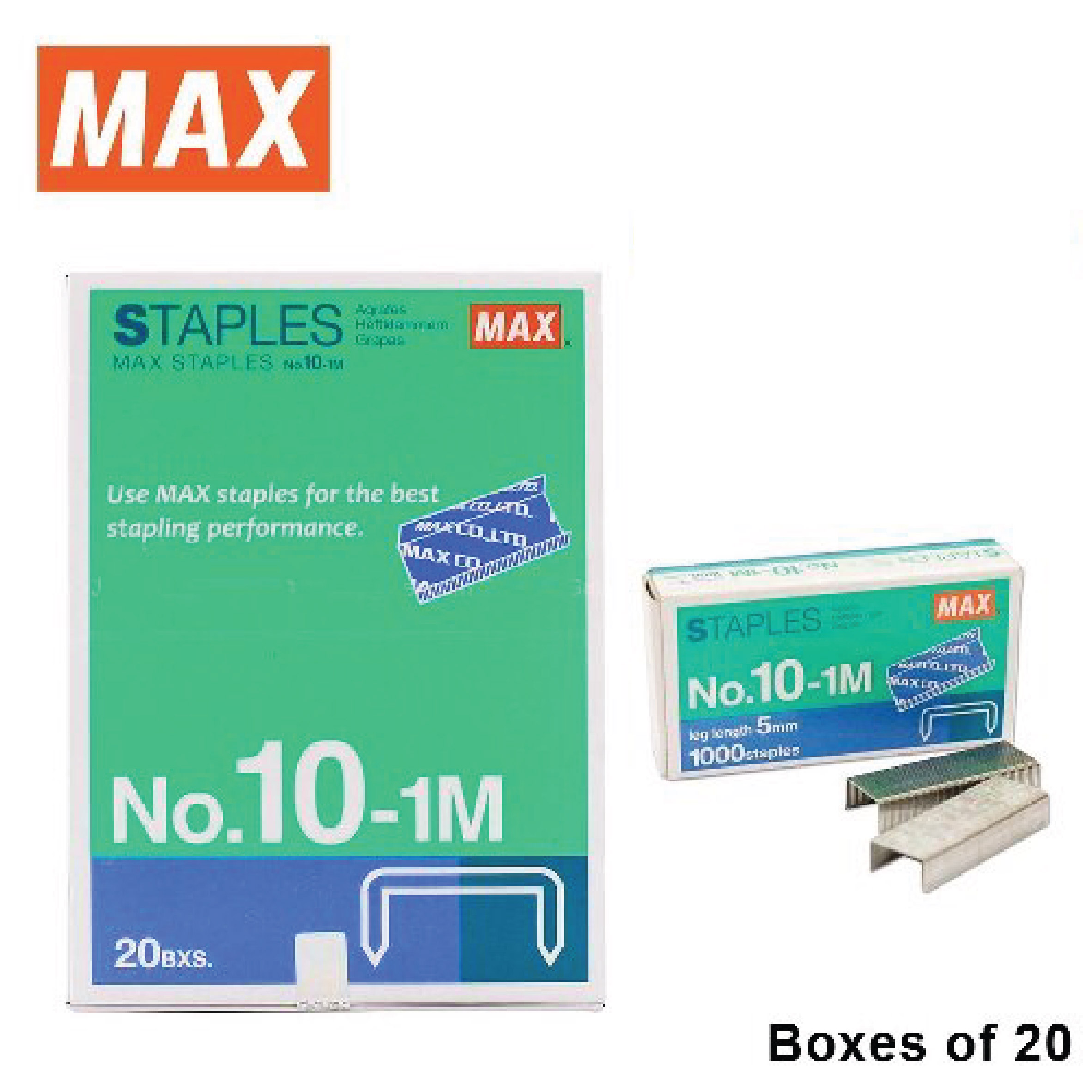 MAX Staples No.10-1M Bullet - 20 boxes/pack