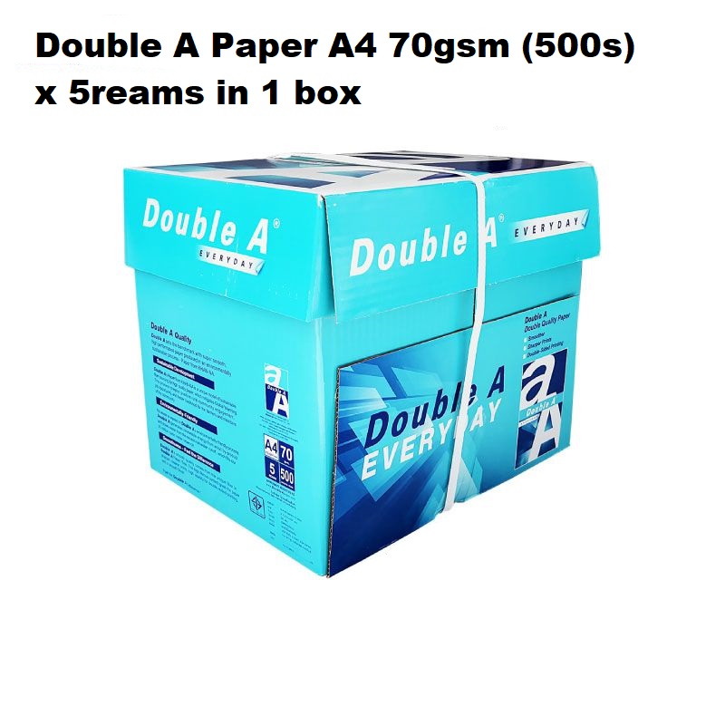 Double A Paper 70gsm - A4 size - 500's - Bundle (5Reams)