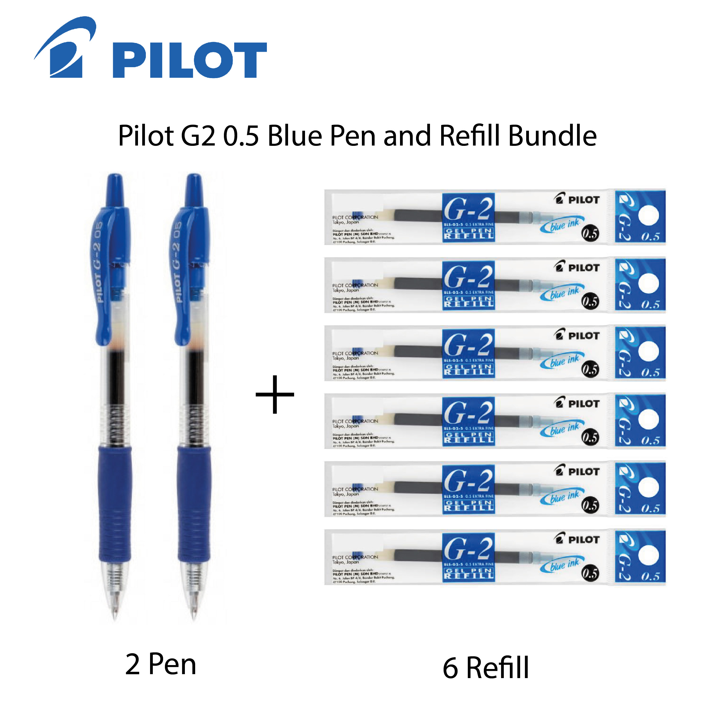 PILOT PEN G2 Retractable Gel Pen 0.5mm - (Black/Blue/Red)