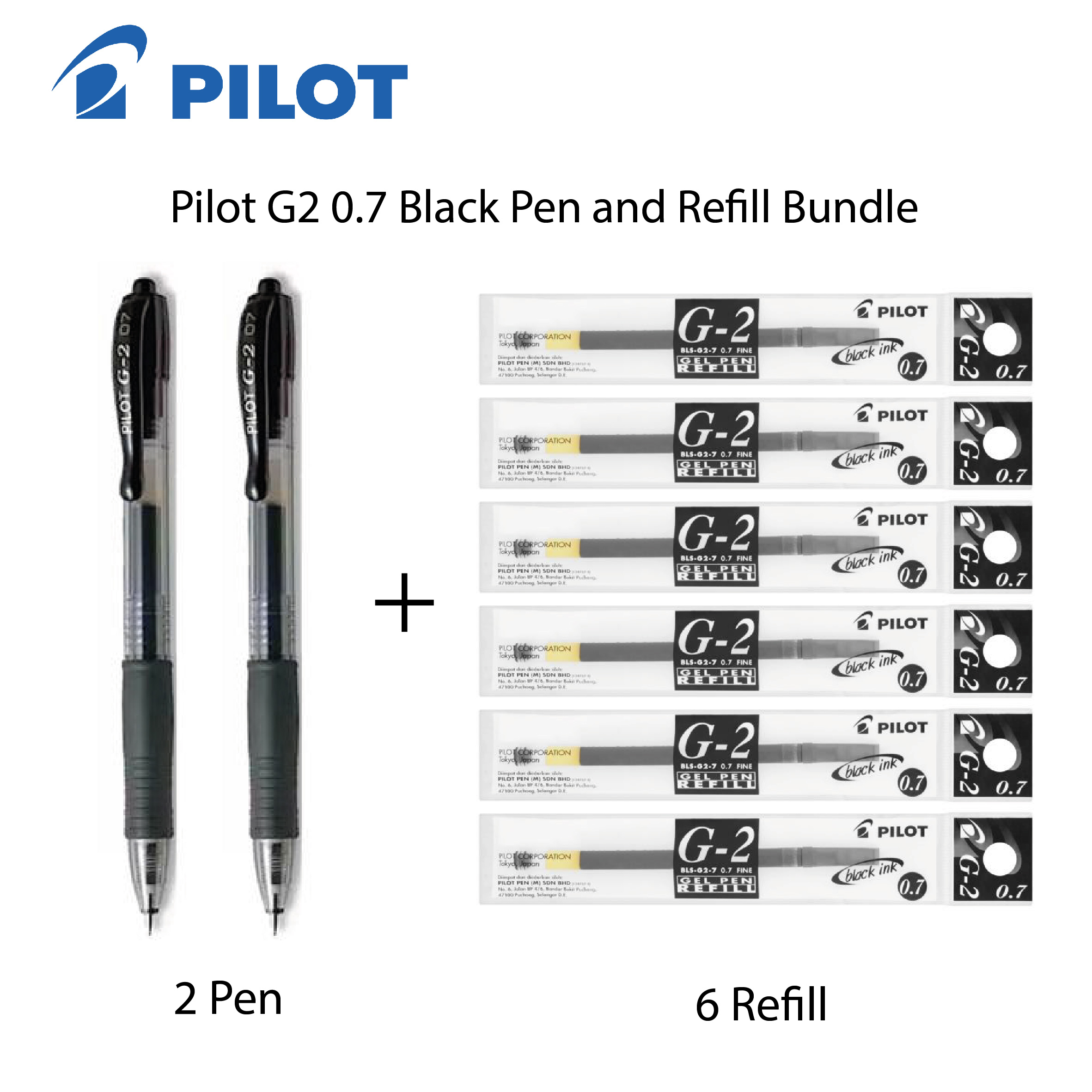 PILOT PEN G2 Retractable Gel Pen 0.5mm - (Black/Blue/Red)